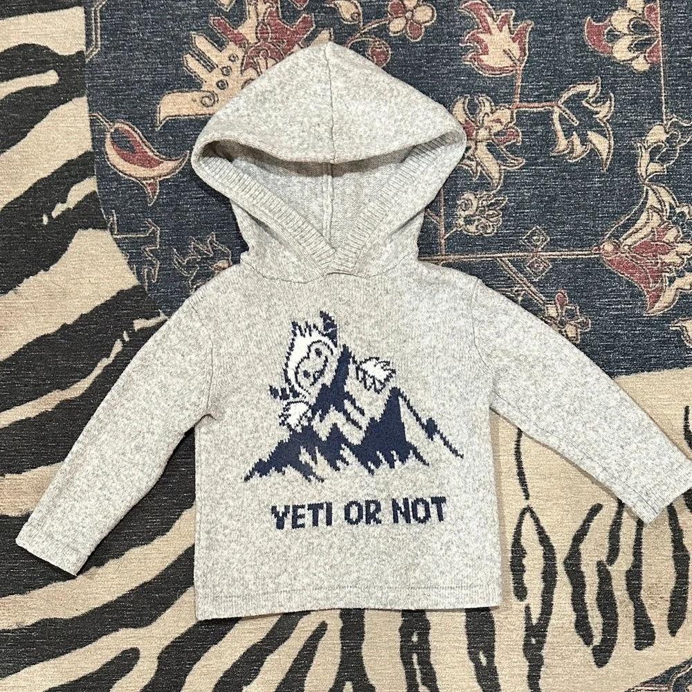 GAP Heather Gray Kids Sweater with Yeti Graphic